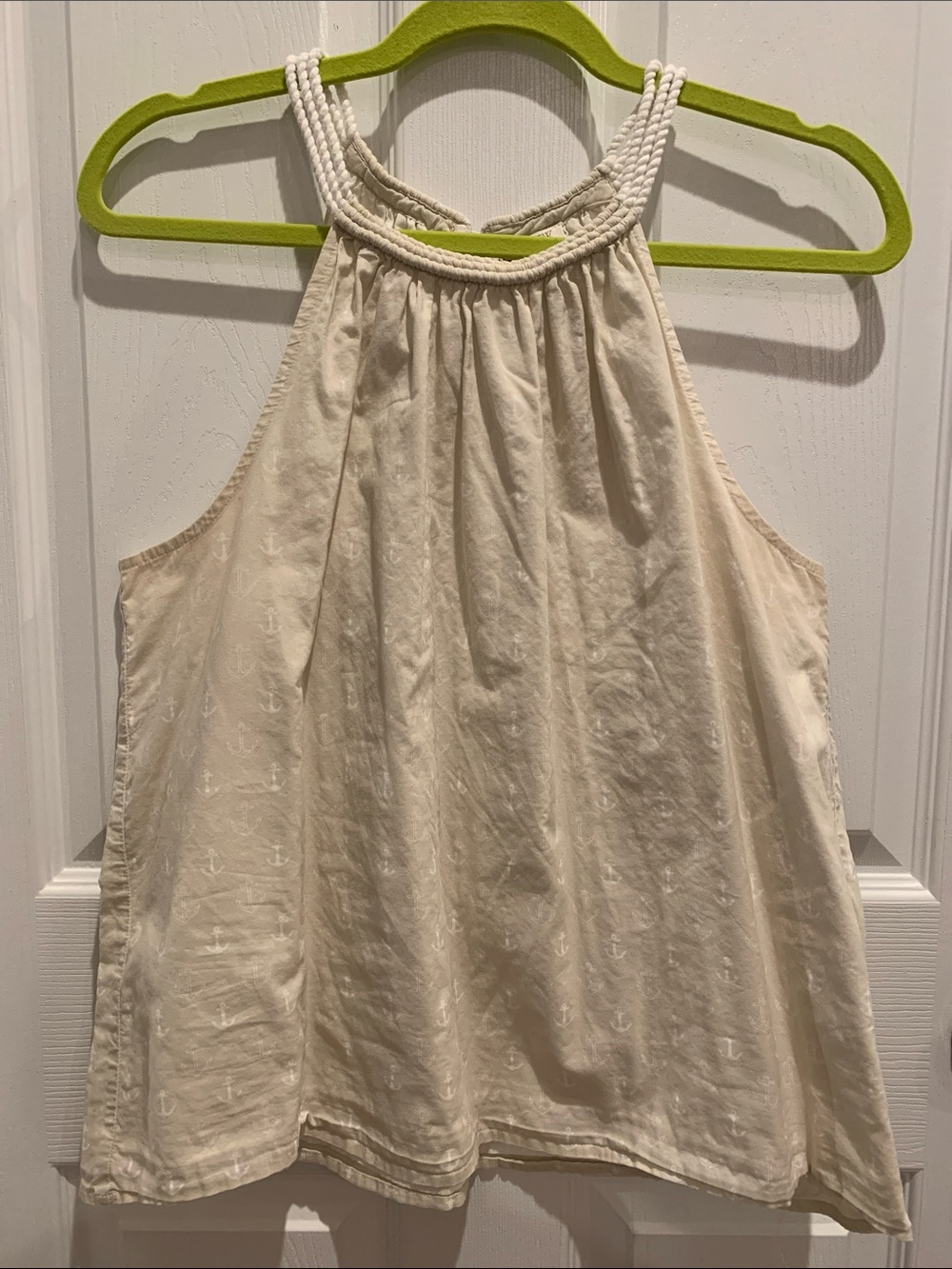 J. Crew Cream Halter Top with Anchor Pattern and Braided Neckline 10